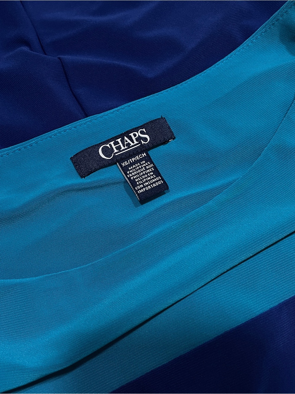 Chaps Blue & Turquoise Color Block Ruched Sheath Dress XS - Picture 13 of 17